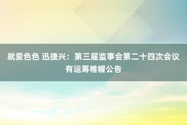 就爱色色 迅捷兴：第三届监事会第二十四次会议有运筹帷幄公告