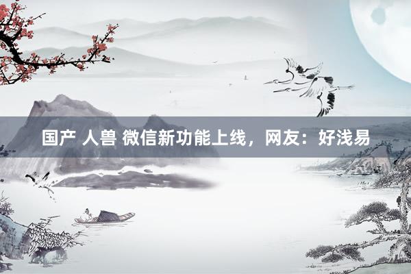 国产 人兽 微信新功能上线，网友：好浅易